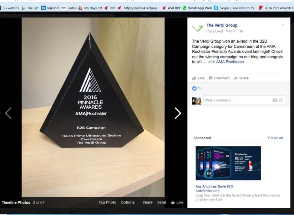 Pinnacle award Verdi Ultra sound machine